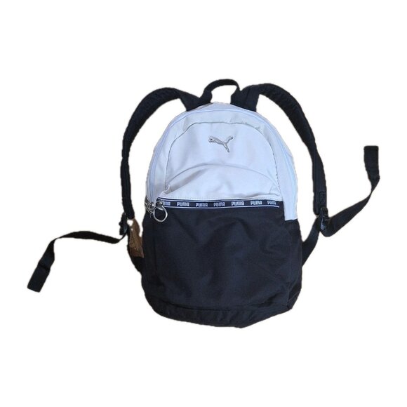 Puma Black & Cream 15 X 10 inch Backpack Book Bag  EUC - Picture 4 of 9